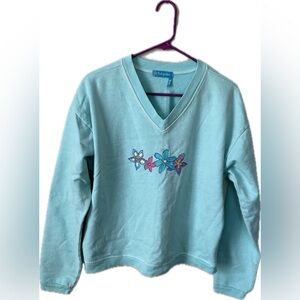 NWOT Fresh Produce v neck light blue / Floral long sleeve sweatshirt small